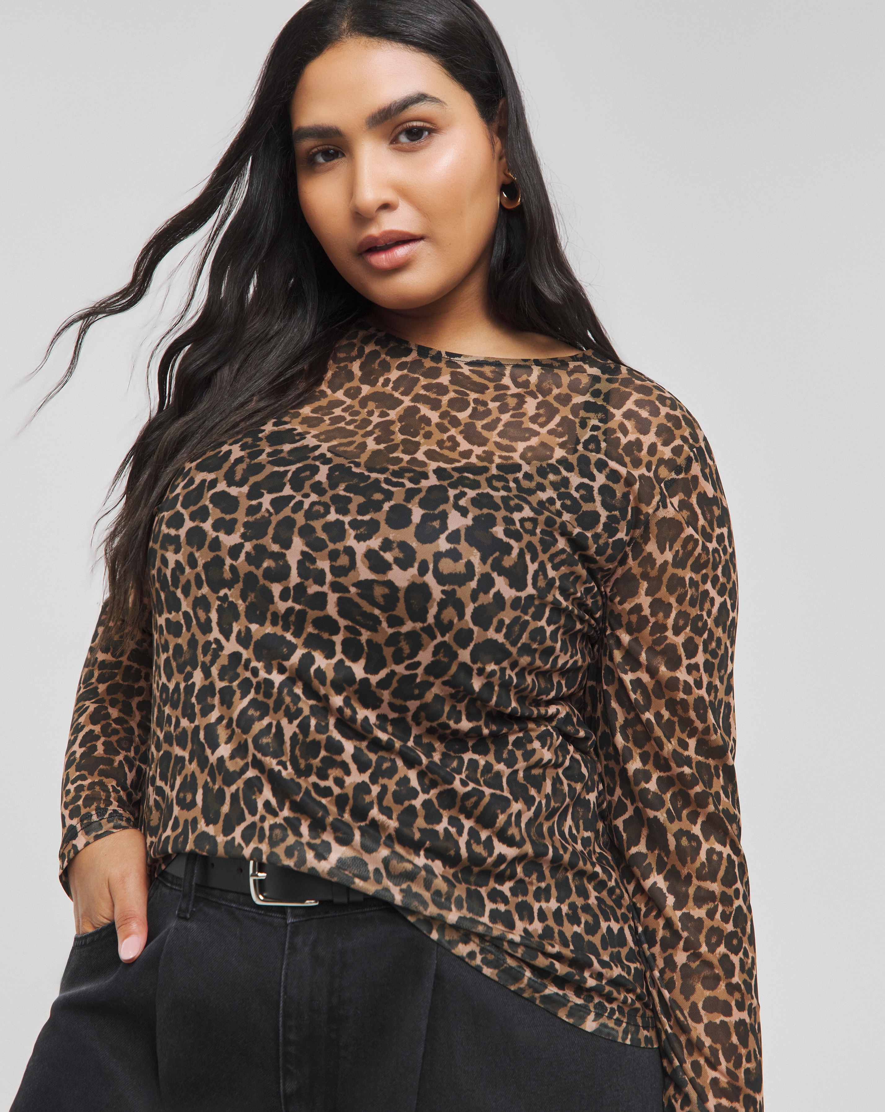 cheetah print mesh top