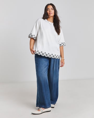 Simply Be White Cut Work T-Shirt