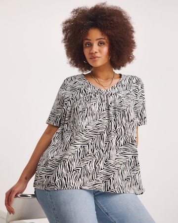 Zebra V Neck Floaty Tee