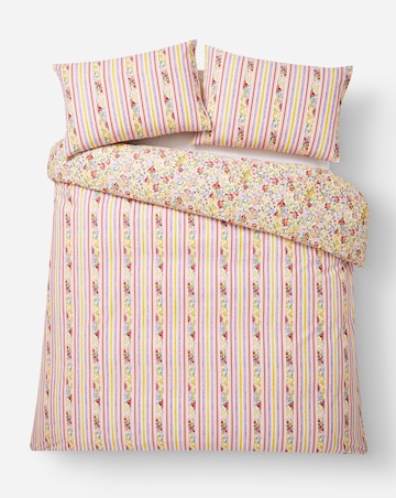Emmie Floral Stripe Cotton Blend Reversible Duvet Cover Set