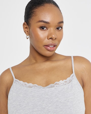 Pretty Secrets (2 Pack) Pyjama Sleep Vest Tops Black/Grey Marl