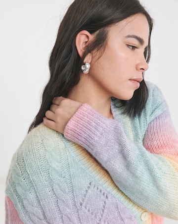 Rainbow Ombre Pointelle Boyfriend Cardigan