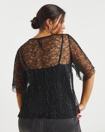 Simply Be Black Lace Boxy Top