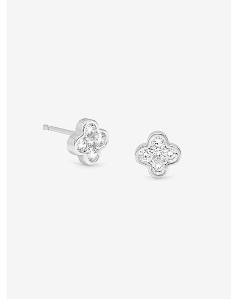 Sterling Silver 925 CZ Clover Studs