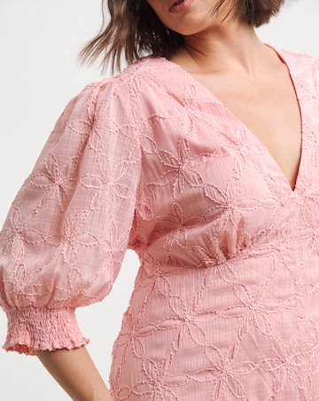 Simply Be Pink Embroidered Floral Button Up Midi Dress