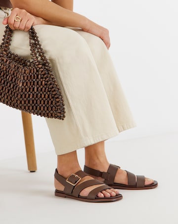 Britney Slingback Asymmetric Flat Sandals - Extra Wide Fit (EEE)