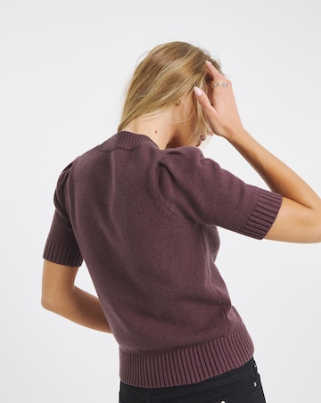 Simply Be Burgundy Bow Button Short Sleeve Cardigan