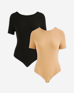 MAGISCULPT Light Control (2 Pack) Smoothing T-Shirt Bodysuits Black/Latte
