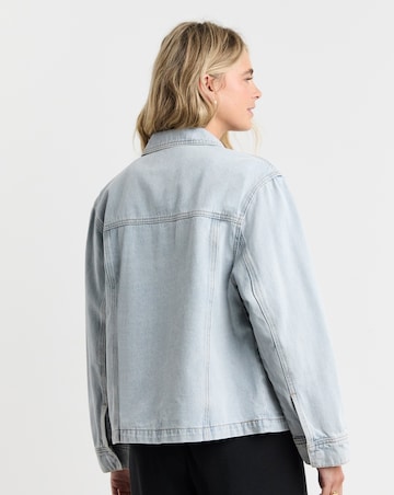 Simply Be Light Wash Utility Cargo Pocket Denim Jacket