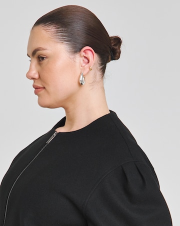Simply Be Black Bubble Hem Round Collar Jacket