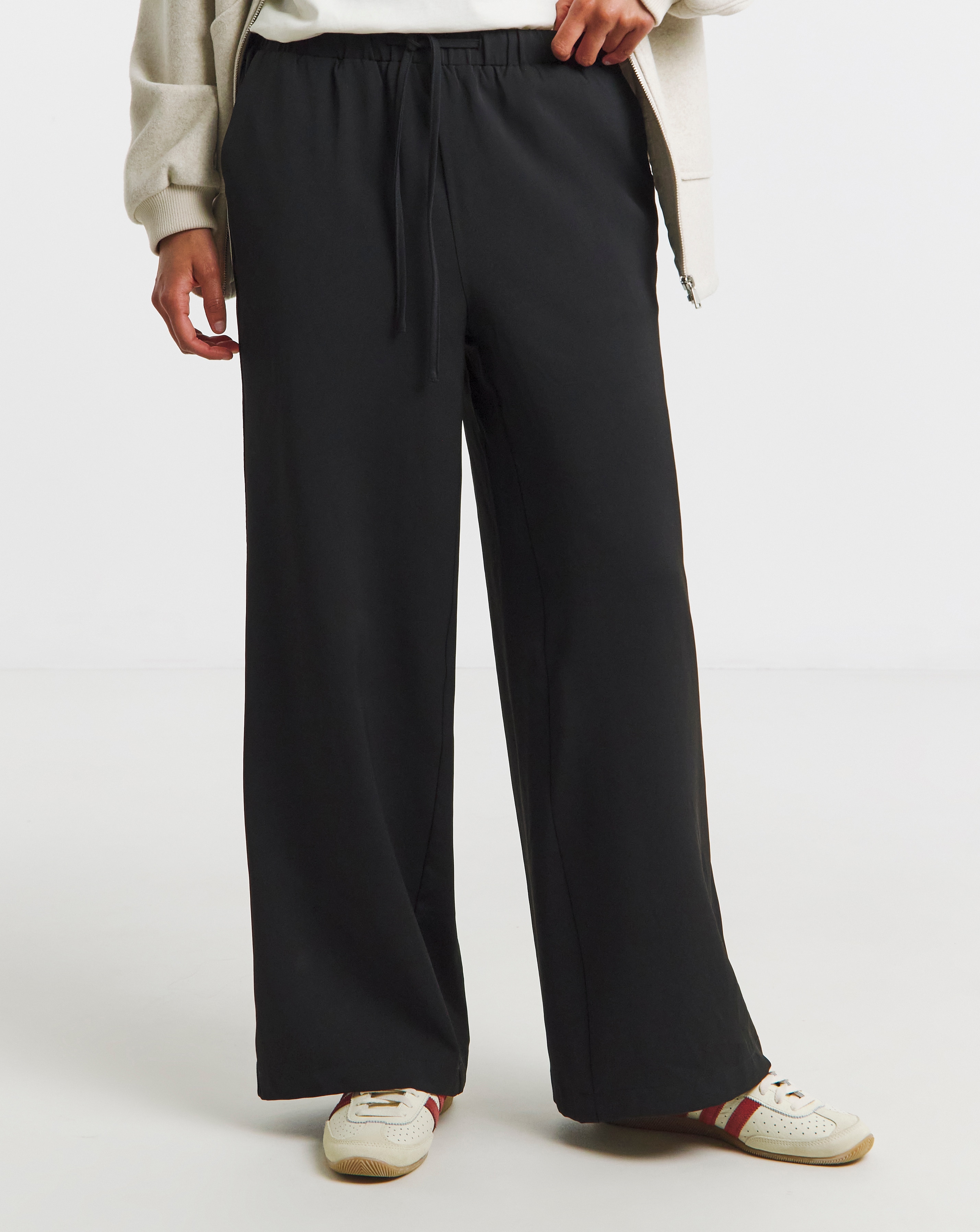 Black Side Stripe Wide Leg Trousers | Simply Be