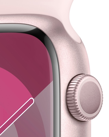 Apple Watch Series 9 GPS 45mm Pink Aluminium Case, Light Pink Sport Band - S/M