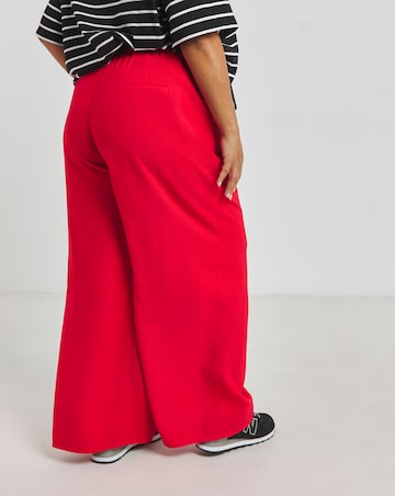 Red Pleat Front Wide Leg Trousers
