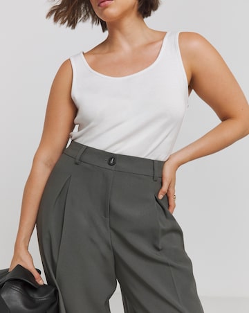 Charocal Elastic Back Pleated Wide Leg Trousers