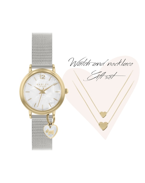 Radley Wilton Way Ladies Silver Stainless Steel Bracelet Watch and Necklace Set