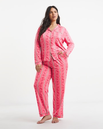 Chelsea Peers Classic Button Up Pyjama Set Pasta Stripe Print