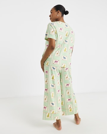 Chelsea Peers Organic Cotton Crew Neck TShirt & Capri Bottoms Pyjama Set