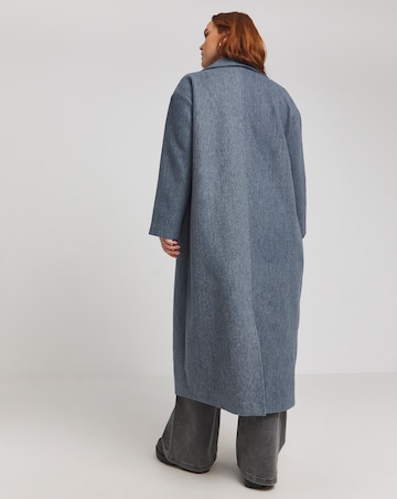 Denim Look Faux Wool Maxi Formal Coat | Simply Be