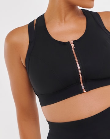 Figleaves Two Layer Zip Front Sports Bra (B-F) Black