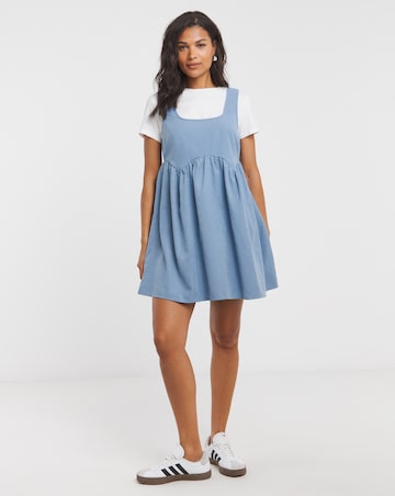 Blue Apron Smock Dress With Pockets
