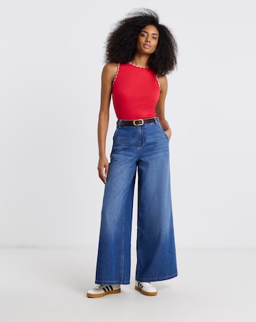 Red and Pink Scallop Edge Tank