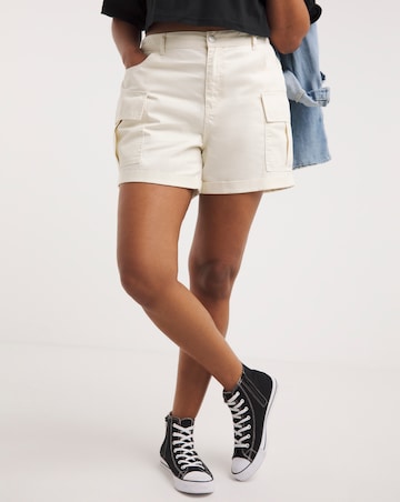 Ecru Cargo Utility Shorts