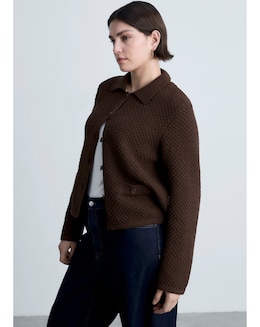 Mango Polo Neck Knitted Choco Jacket