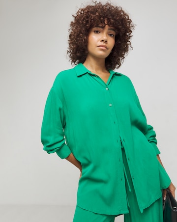 Green Oversized Crinkle Shirt