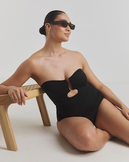 Trim Detail Bandeau Swimsuit With Detachable Straps