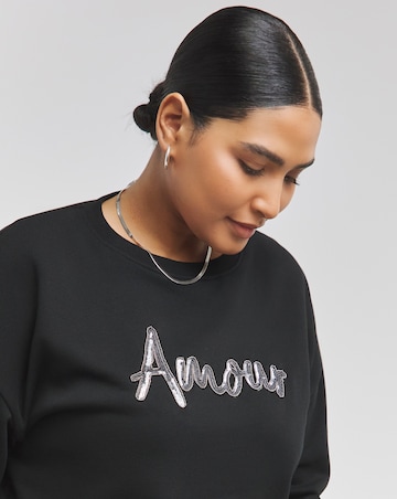 Black Amour Embellished Sweatshirt
