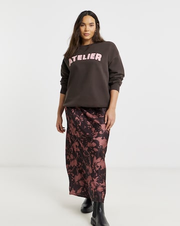 Speckle Print Satin Maxi Skirt