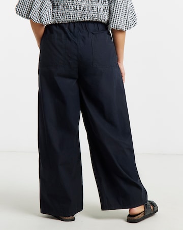 Simply Be Black Tie Waist Cotton Poplin Barrel Leg Trouser