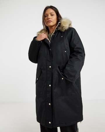 Black Hooded Fur Trimmed Parka