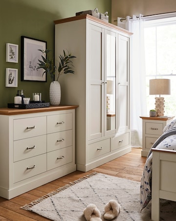 Julipa Ashford 4 Piece Package (2 x Bedside, 6 Drawer Chest, 3 Door Wardrobe)