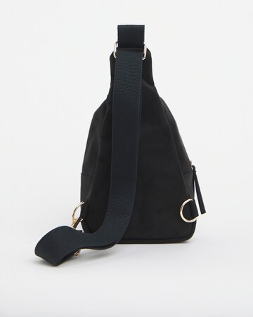 Black Faux Suede Sling Backpack