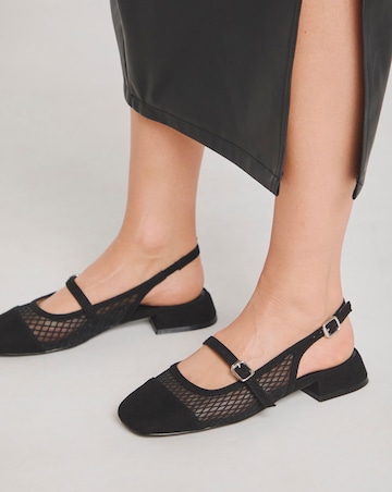 Jupiter Mesh Block Heel Court Shoes - Wide Fit (E)