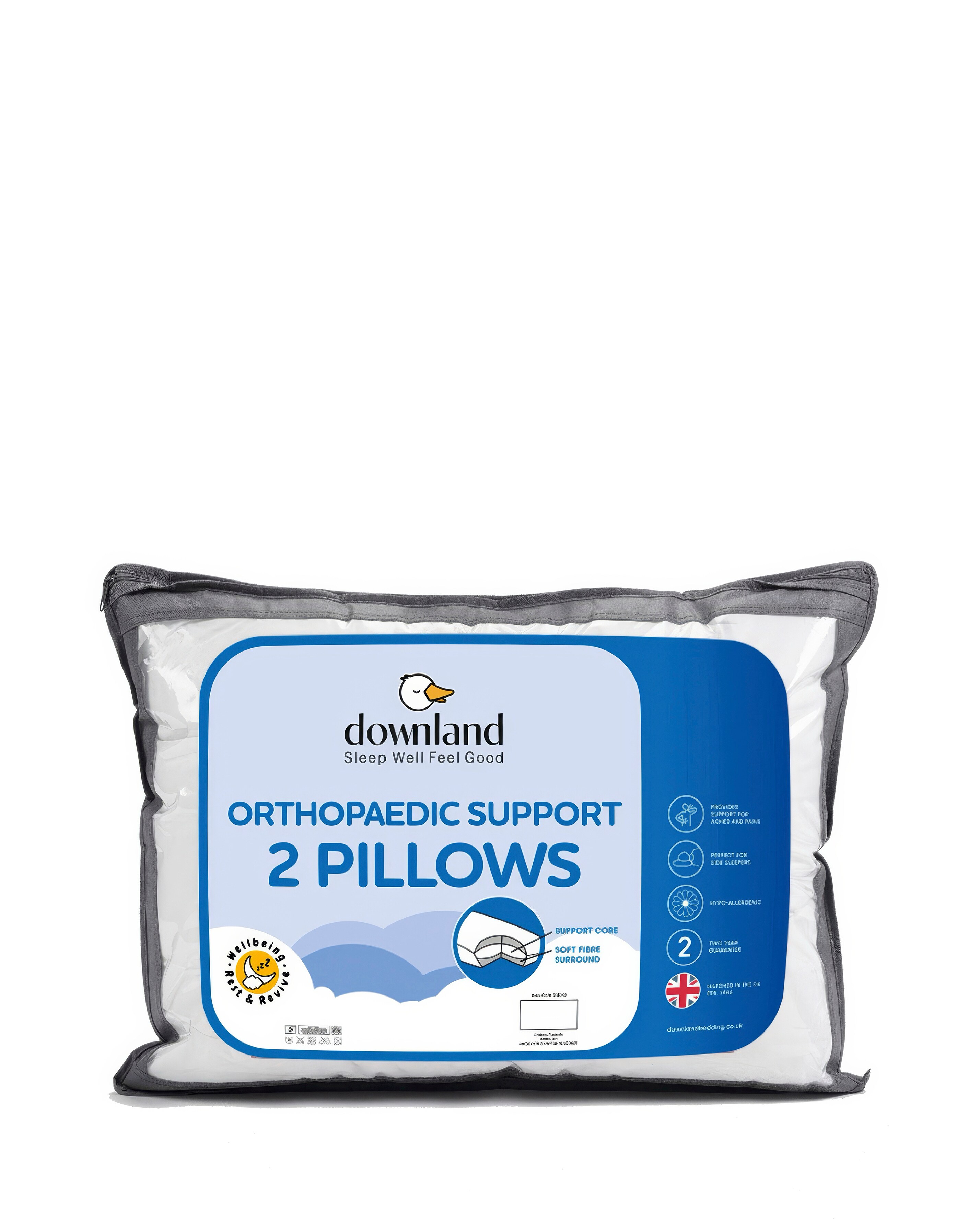 Downland Orthopaedic Support Pack of 2 Pillows