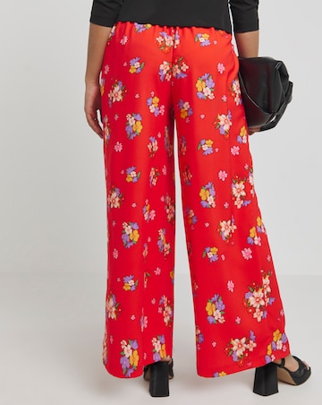 Twisted Wunder Red Floral Wide Pleat Pull On Trouser