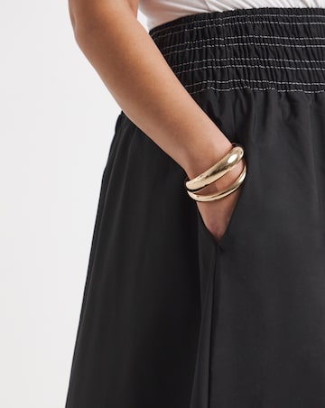 Simply Be Black Shirred Drop Waist Midaxi Skirt