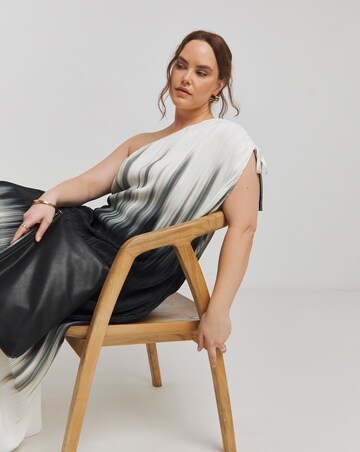 Mono Ombre Plisse One Shoulder Maxi Dress