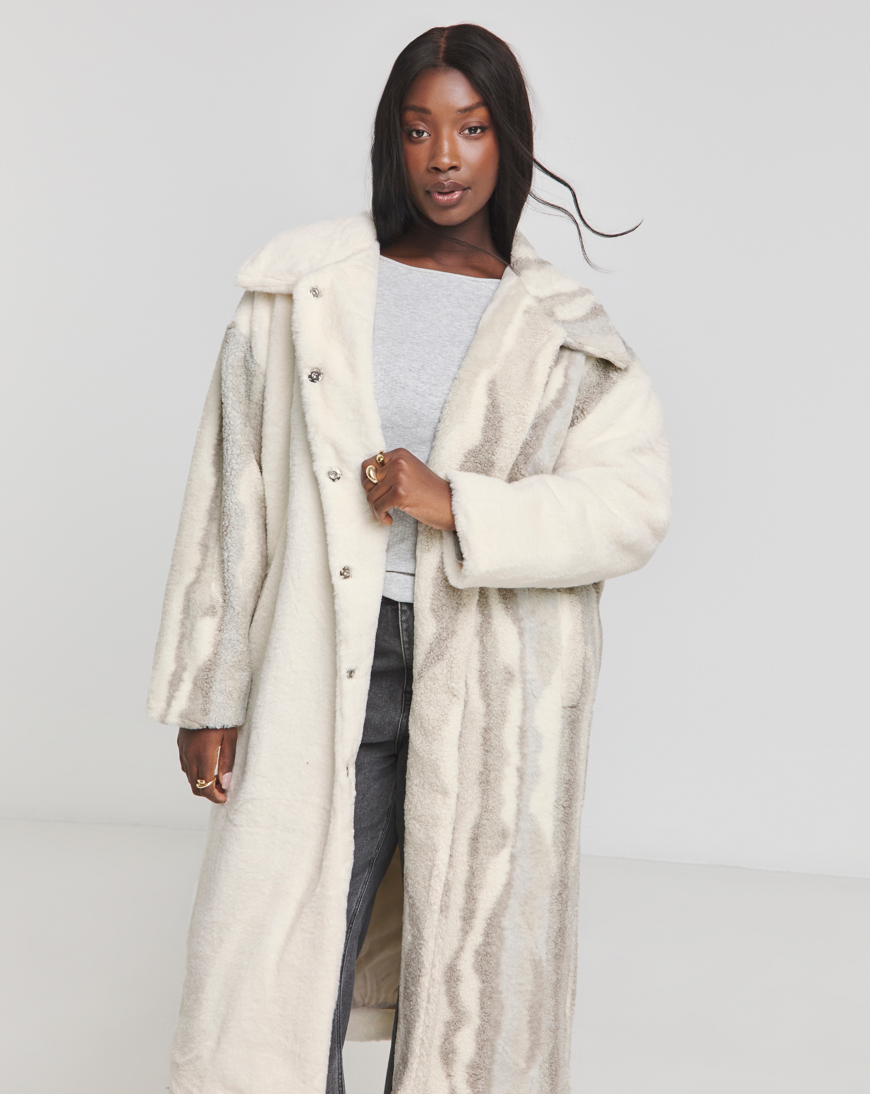 Native Youth Contrast Sherpa and Faux Fur Longline Coat | Simply Be
