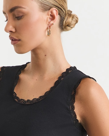 Black Tank Top with Lace Trim