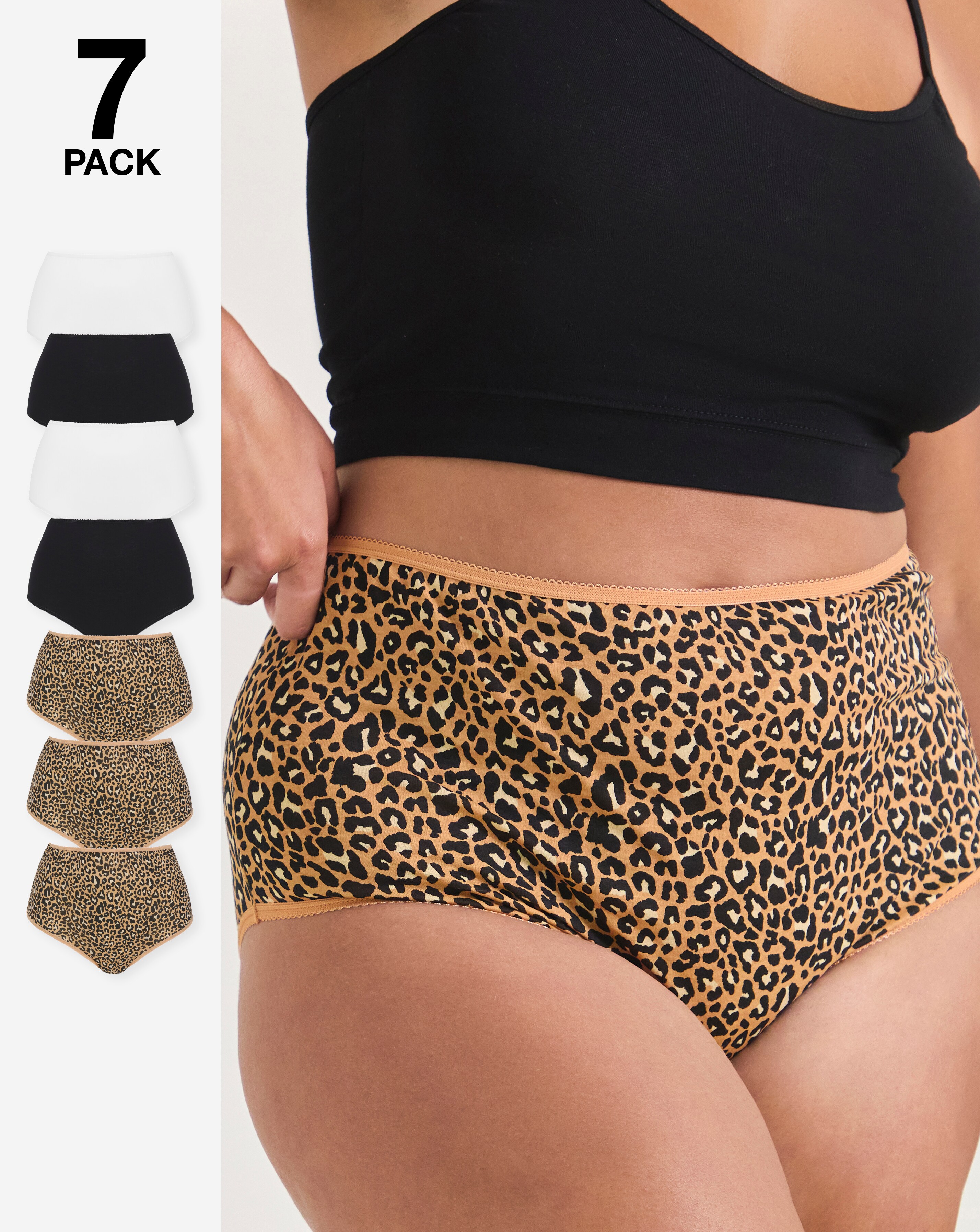 Pretty Secrets (7 Pack) Cotton Full Fit Knickers Animal Print