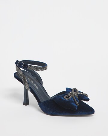 Lorca Velvet Bow Trim Heeled Shoes - Wide Fit (E)