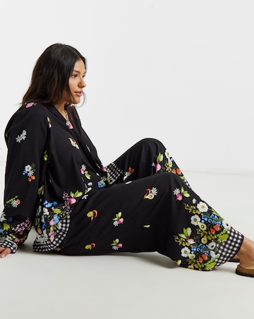 Simply Be Floral Fruit & Veg Print Wide Leg Trouser