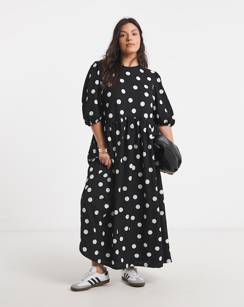Simply Be Mono Spot Waffle Dress