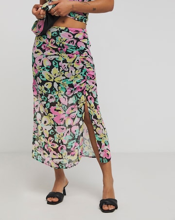Simply Be Georgette Floral Gathered Midi Skirt