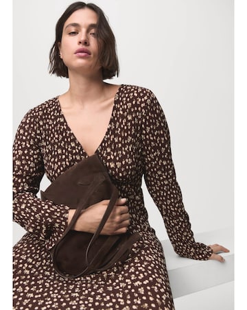 Mango Flare Sleeve Floal Midi Dress