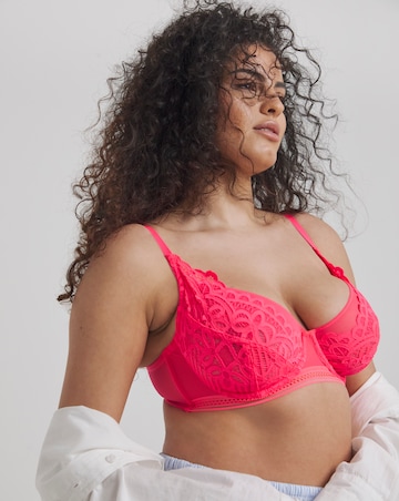 Figleaves Harper Geometric Lace Full Cup Underwired Bra B-G - Neon Pink
