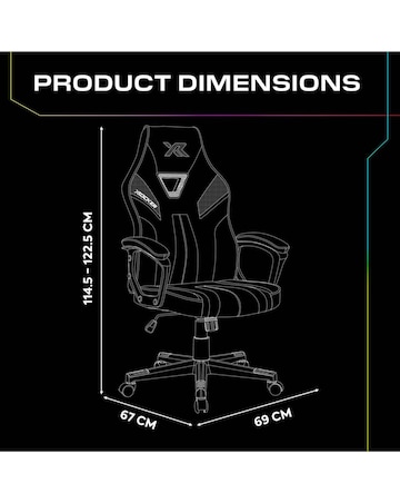 X Rocker Tempest Ergonomic PC Gaming Chair with LED Lights - RGB Black